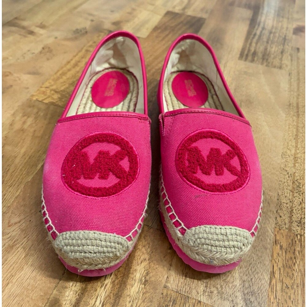 Michael Kors Pink Logo Canvas Espadrille Slip-On Flats Women’s US 8